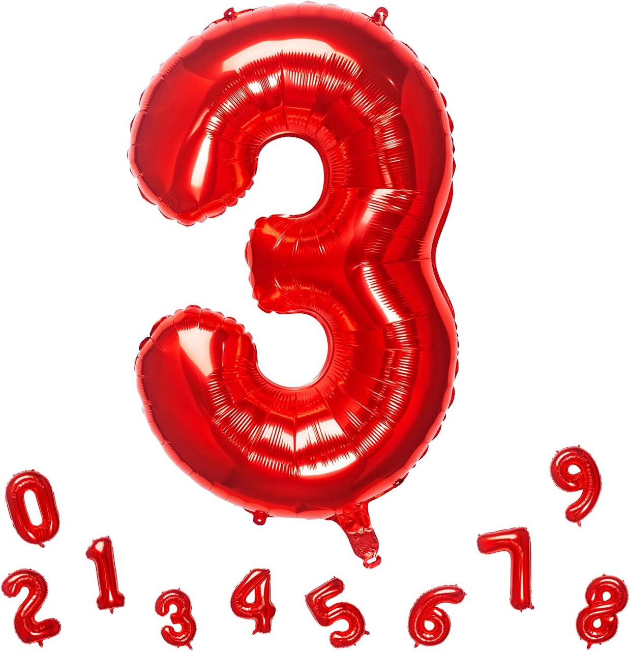 32 Inch Red Number 3 Balloons Foil Ballon Digital Birthday Party Decoration Supplies (Red Number 3 Balloon)